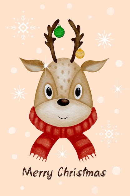 Festive Greeting Card Cute Reindeer and Cheerful Wishes for a Merry December Celebration