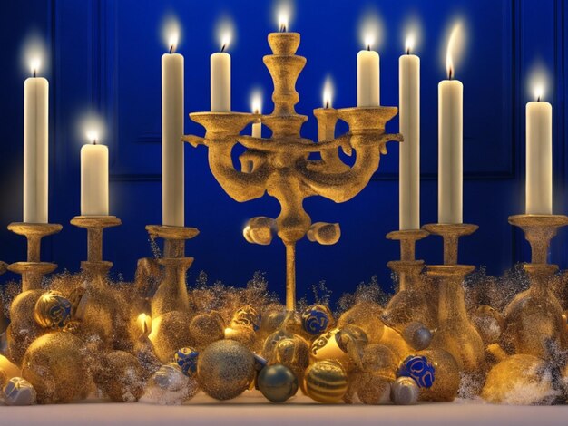 A festive Hanukkah background adorned with a traditional menora