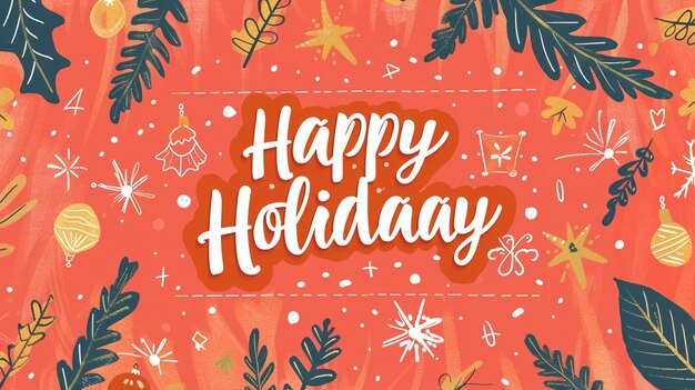 Photo festive happy holiday text with a christmas theme draw