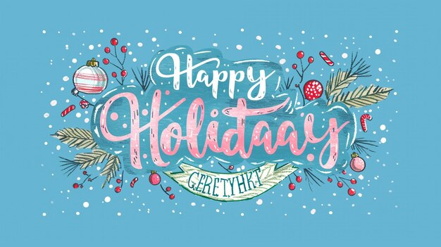 Photo festive happy holiday text with a christmas theme draw
