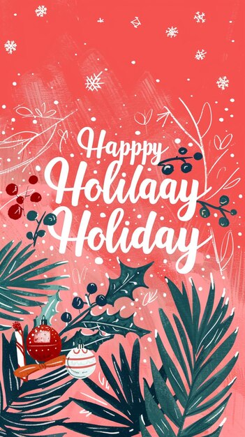 Photo festive happy holiday text with a christmas theme draw