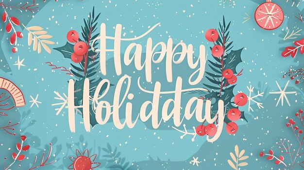 Photo festive happy holiday text with a christmas theme draw