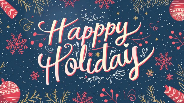 Photo festive happy holiday text with a christmas theme draw