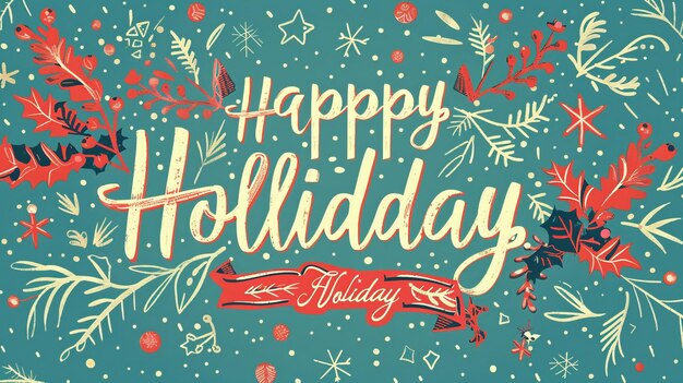 Photo festive happy holiday text with a christmas theme draw