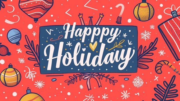 Photo festive happy holiday text with a christmas theme draw