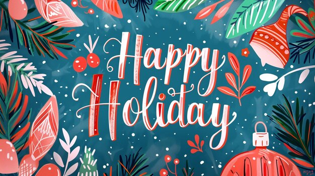 Photo festive happy holiday text with a christmas theme draw