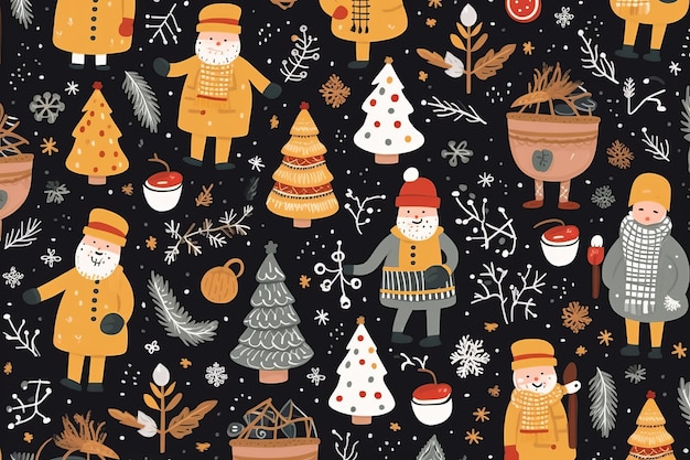 Festive Holiday Cheer Vibrant Christmas Naadloze achtergrondillustratie AR 32