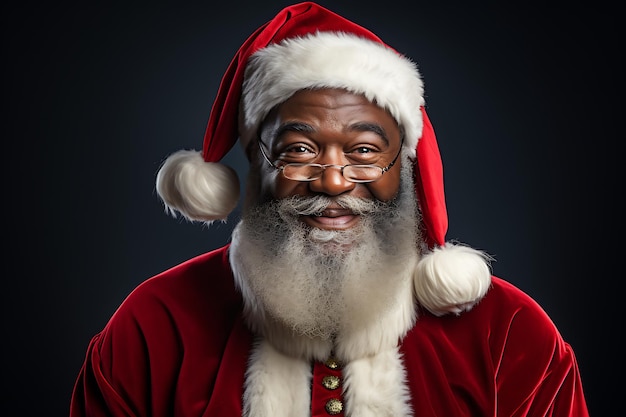 Photo festive holiday season with santa claus of color