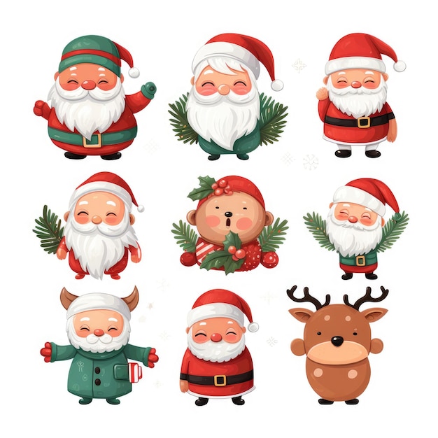 Festive Holiday Sticker Collection Delight in the Fun Cuteness and Whimsy of Santa Elves Reinde