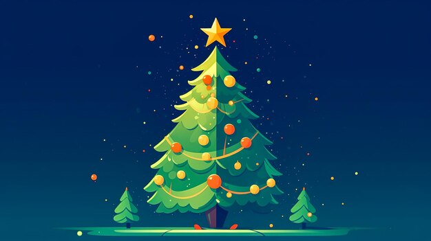 Festive illustration with a Christmas tree decorated with balls generative AI