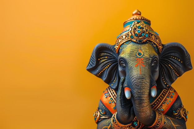 festive indian elephant on solid Hinduism background background