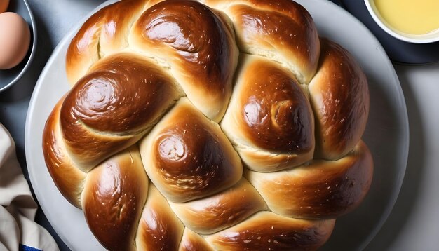 Photo festive jewish challah bread made with yeast and eggs 1