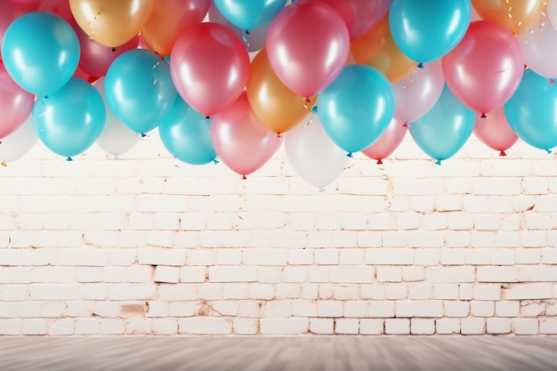 Photo festive joy background adorned with vibrant and celebratory balloons