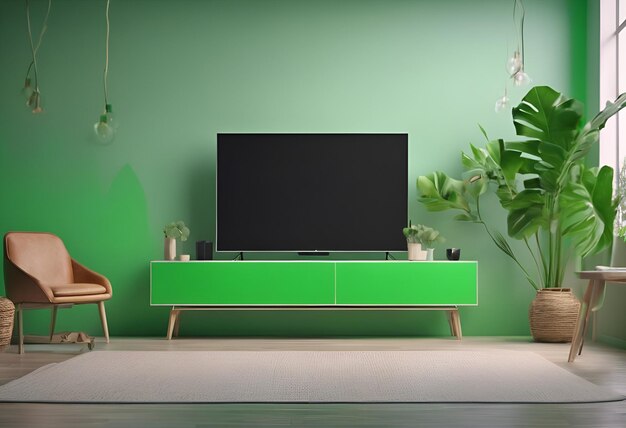 Premium AI Image | Festive Living Room With Television Displaying Blank