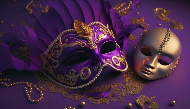 Festive masquerade purple background Beautiful with design for Brazil carnival Happy Carnival Brazil South America Carnival AI