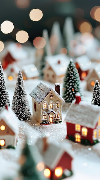 festive miniature christmas village scene