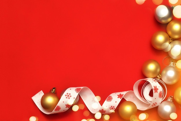 Festive New Year background with gifts and Christmas decorations