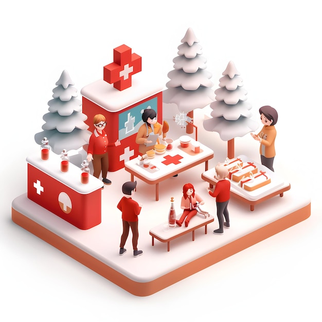 Photo festive office party 3d flat icon of first aid station for safety preparedness in high resolution