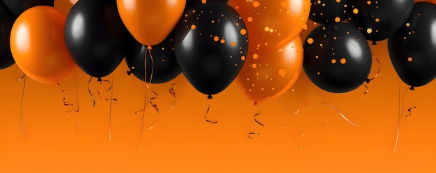 Festive orange and black balloons background banner for Halloween celebration theme