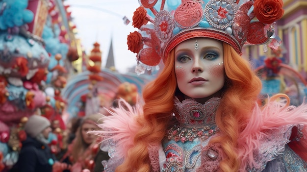 Festive Parade with Floats and Costumes