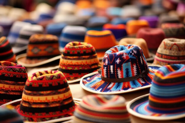 Photo festive peru traditional colorful hats generate ai