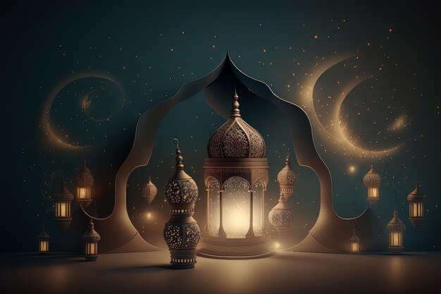 Festive photo ramadan kareem background Illustration AI Generative