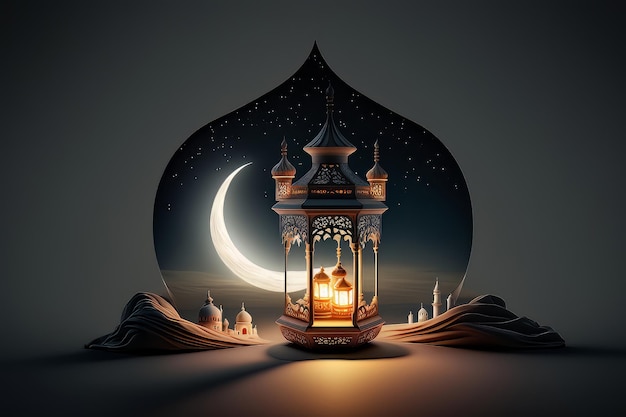 Festive photo ramadan kareem background Illustration AI Generative