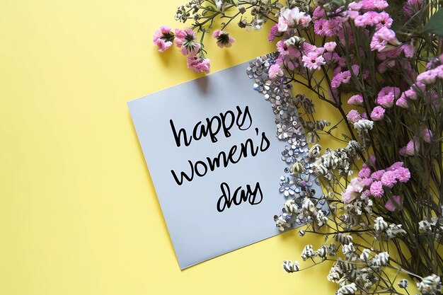 festive picture happy International Womens Day greeting card with flowers