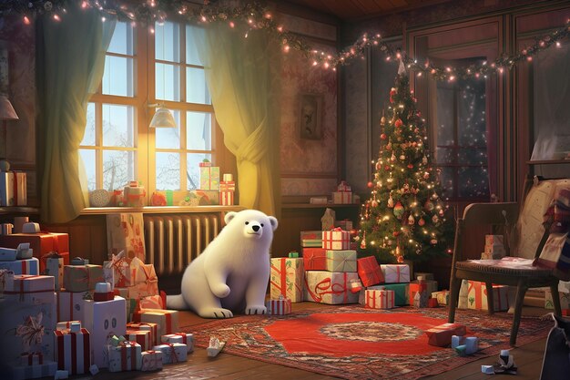 Foto festivo orso polare delizioso per le vacanze
