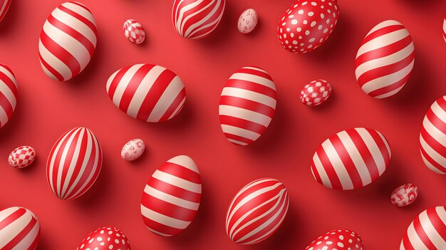 Festive Red Easter Eggs with Floral Patterns on a Vibrant Background