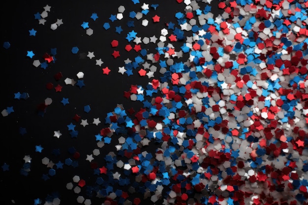 Photo festive red white and blue 4th july party celebration confetti background generative ai