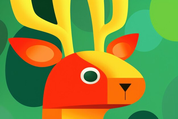 Photo festive reindeer illustration in minimal flat style