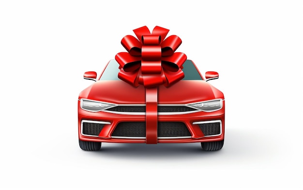 Photo festive ride santa claus gift car isolated on white background