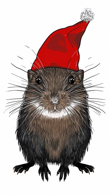 Festive Rodent Wearing Holiday Hat