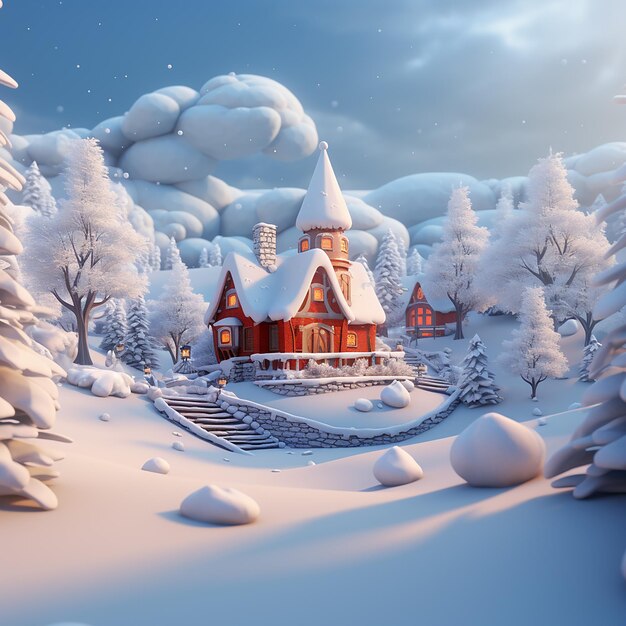 Photo festive snowfall 3d christmas background with snowy scene