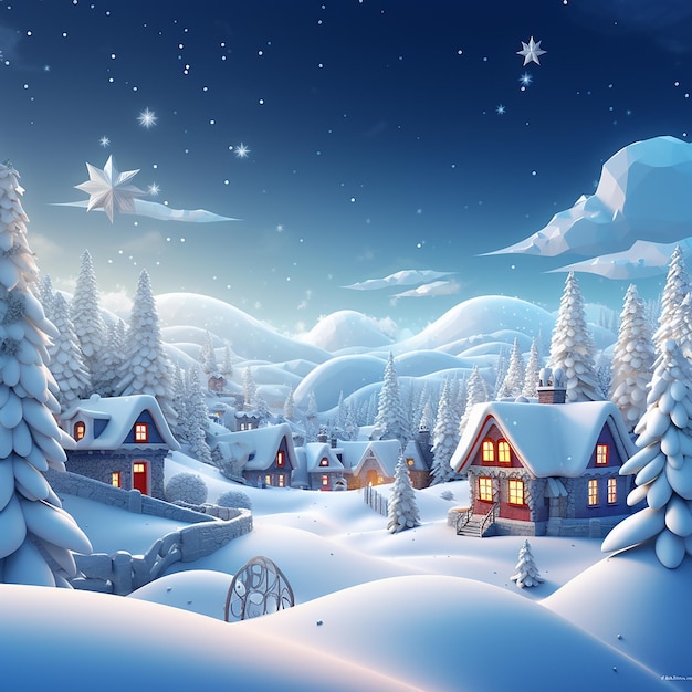 Photo festive snowfall 3d christmas background with snowy scene