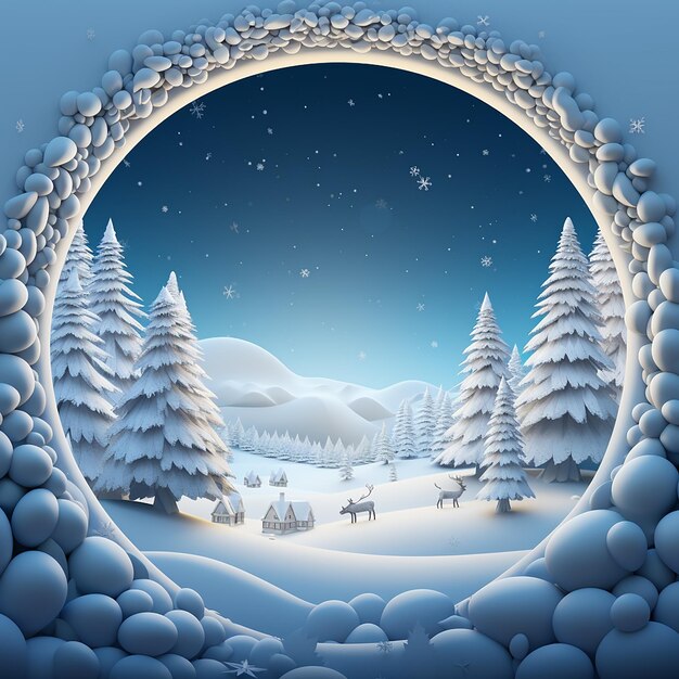 Photo festive snowfall 3d christmas background with snowy scene