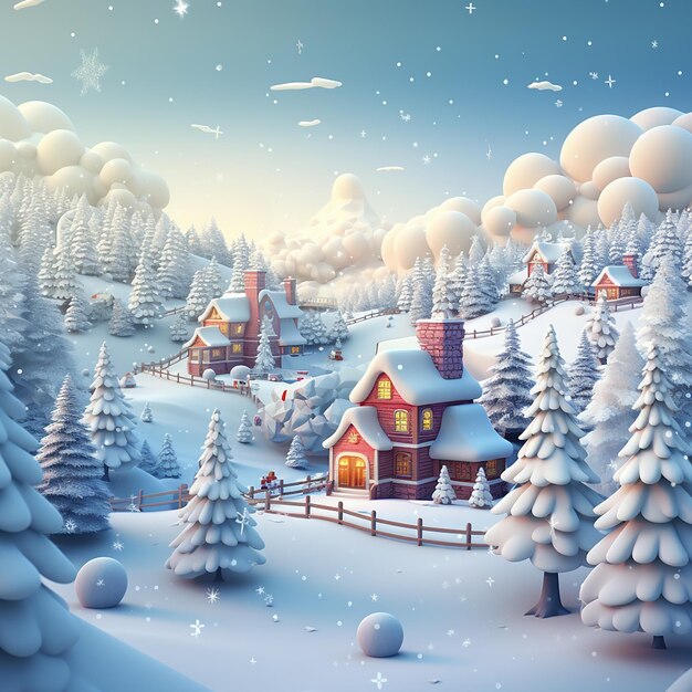 Photo festive snowfall 3d christmas background with snowy scene