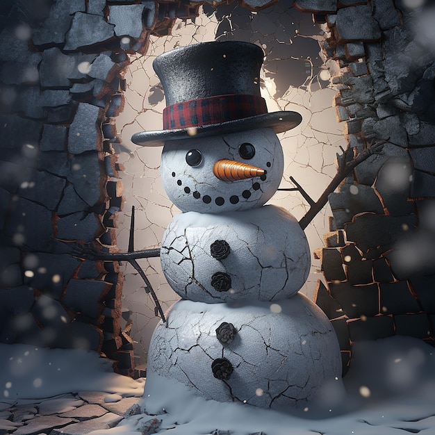 Festive snowman breaking through