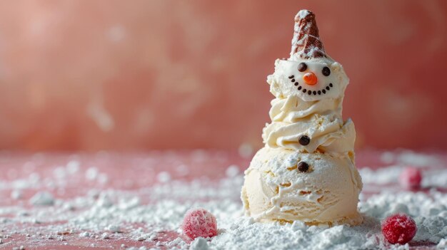 Photo a festive snowman made of delicious food