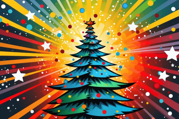 Photo festive spirit with this colorful pop art christmas background crafted by generative ai