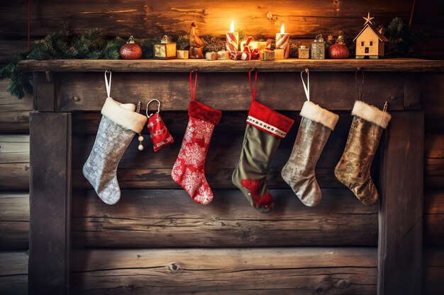 Foto calze festive l'allegria natalizia viene mostrata