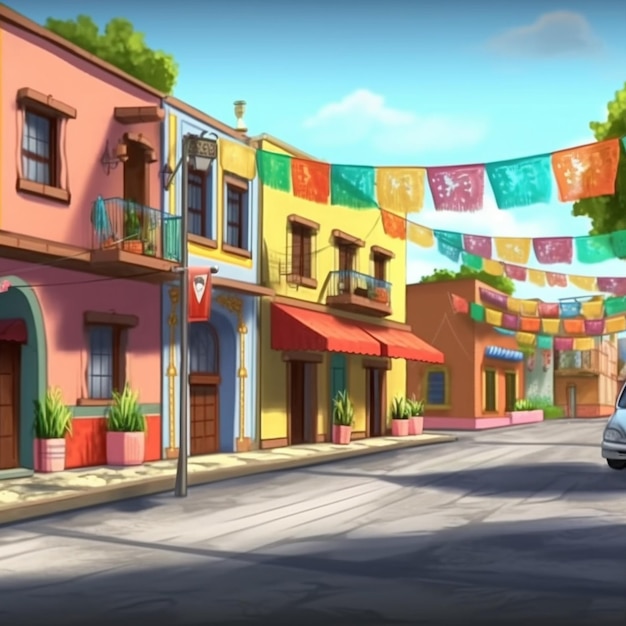 festive street decor capturing the lively ambiance of Mexican streets