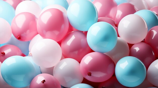 Photo festive sweet pink and blue balloons background copy space ai generated image