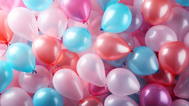 Photo festive sweet pink and blue balloons background copy space ai generated image