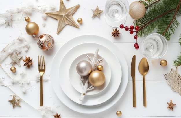 Festive table christmas food Dinner food Generate Ai