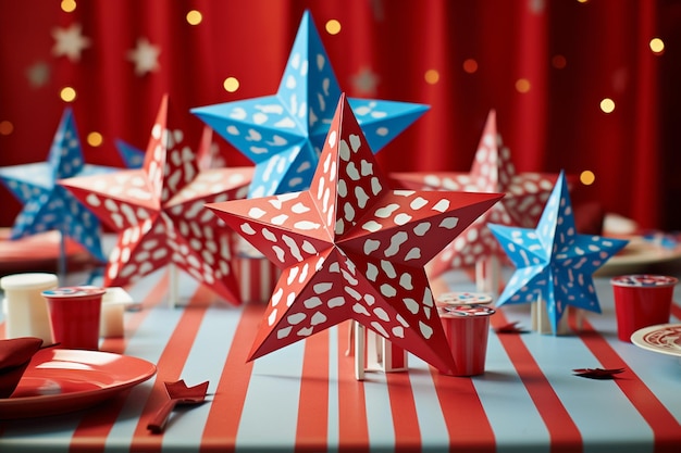 Photo festive table covered in confetti and vibrant