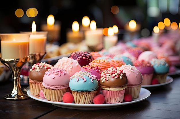 Festive table full of creative sweets in bachelor party generative IA