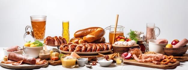 Festive Table Serve with Bavarian Specialties and Sausages