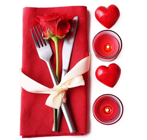 Festive table set for Valentines Day